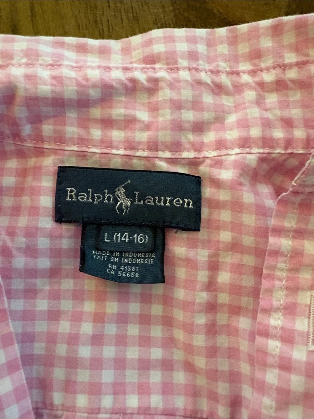 Ralph Lauren Pink and White Gingham Button-Down Shirt